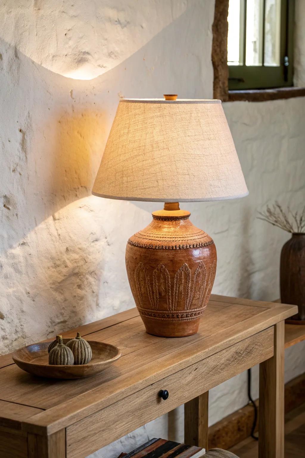 A tiny entryway lamp on a timer turns arriving home into an instant warm welcome.