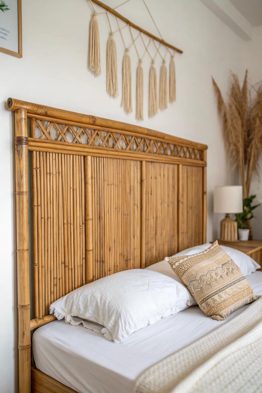 Embrace sustainable elegance with a stunning bamboo headboard that brings natural beauty and simplicity to your bedroom.