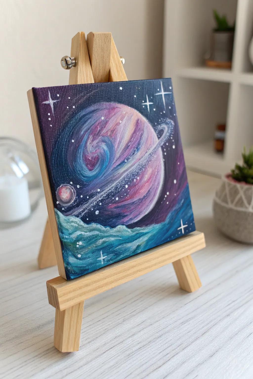 Unleash your creativity with a mystical planet painting that transforms your space into a cosmic wonderland.