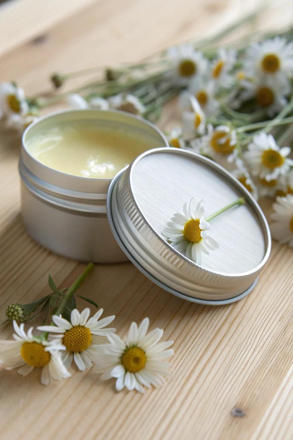 Embrace natural beauty with a touch of elegance—discover the soothing charm of daisy-infused lip balm.