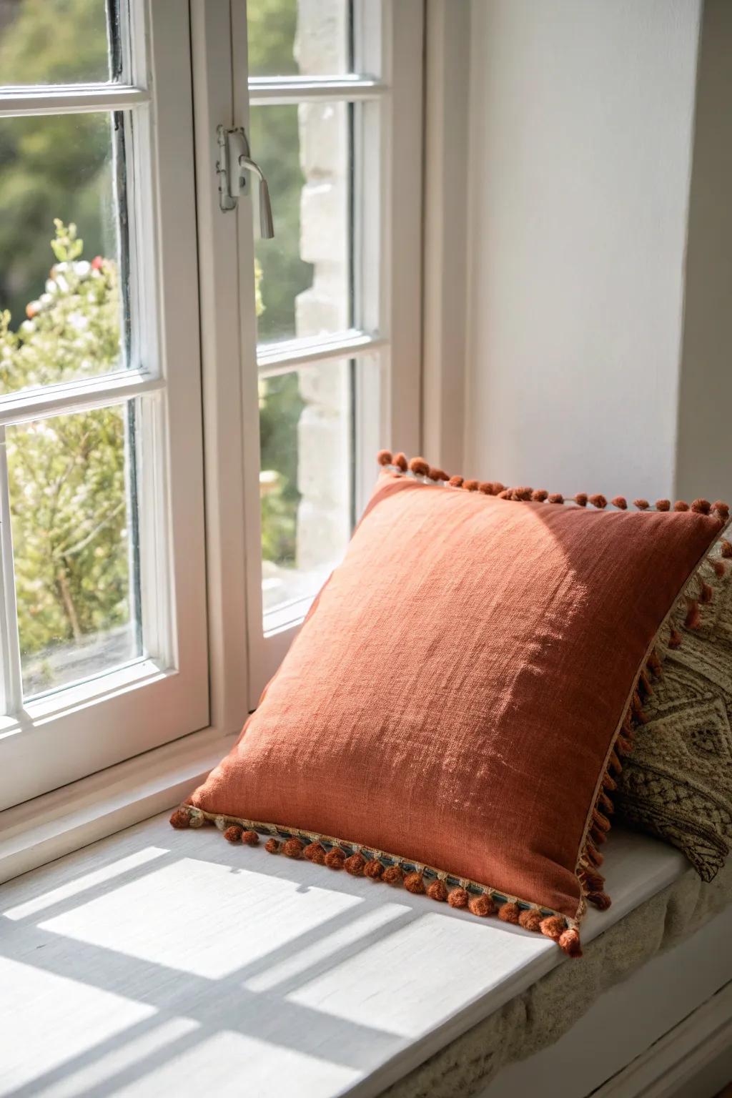 Turn a deep windowsill into a chic, washable pet perch with a cushion and cozy throw.