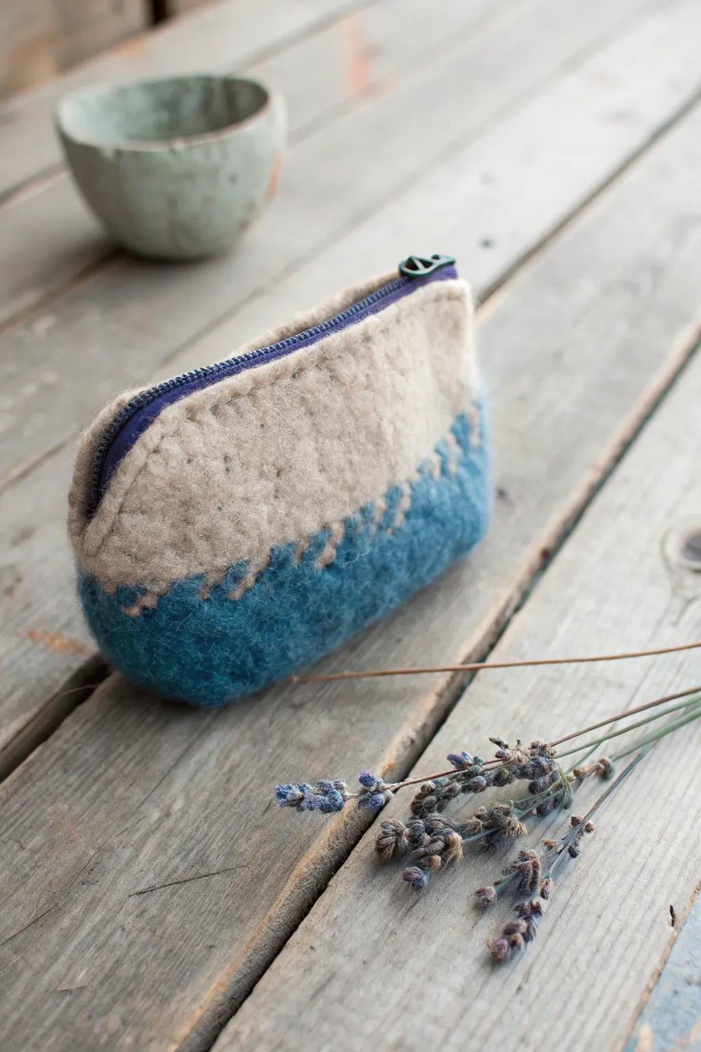 Embrace the art of felting with this charming wool coin purse—where craftsmanship meets cozy simplicity.
