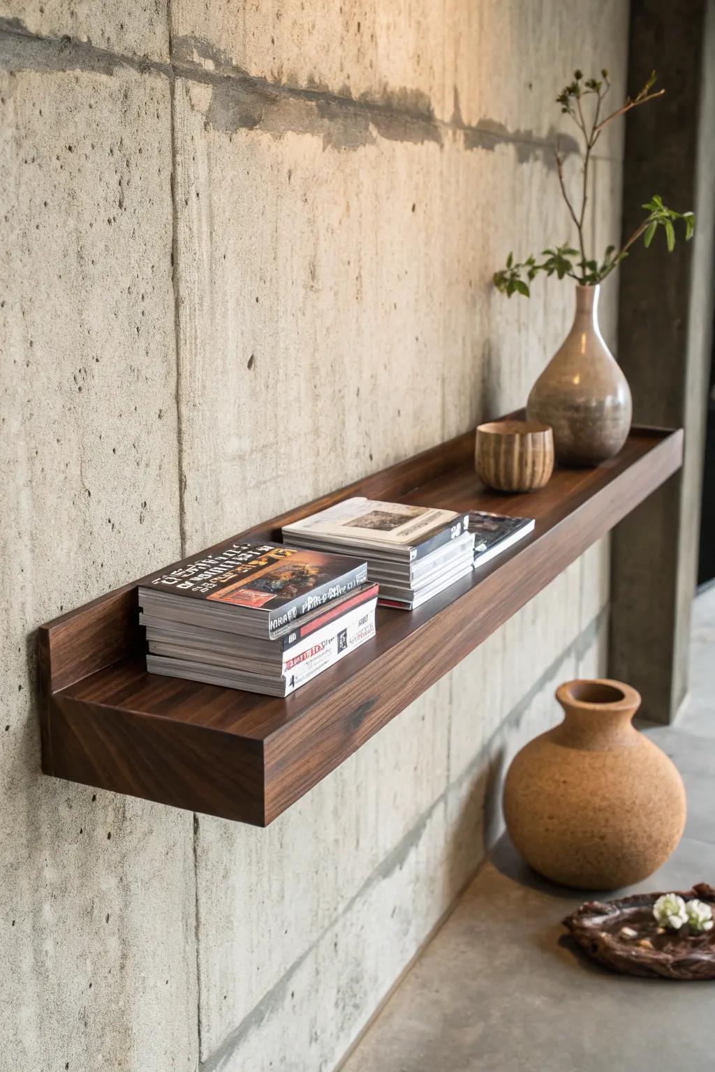 Elevate your study with the perfect blend of style and function: a floating shelf magazine rack.