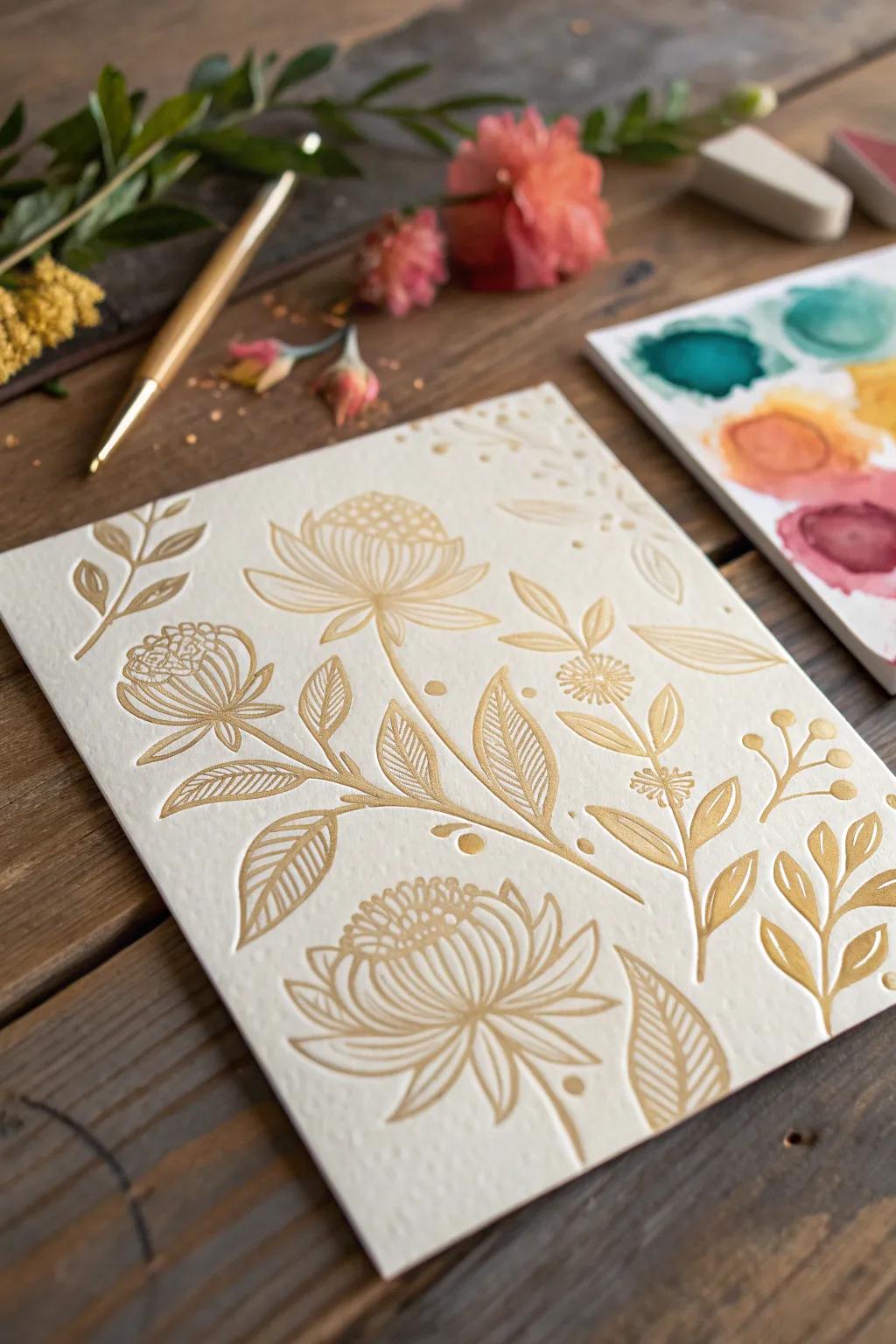 Embrace the art of embossing with a splash of watercolor magic. 🎨✨ #CraftedElegance #ScandinavianBoho