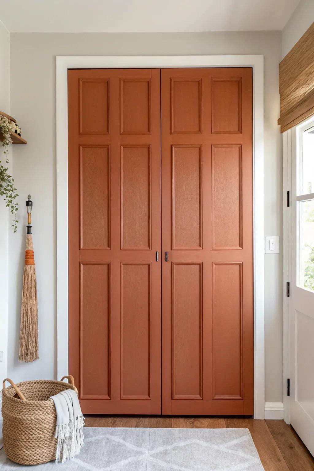 DIY trim-grid makeover: turn plain bi-fold doors into a chic custom built-in look.