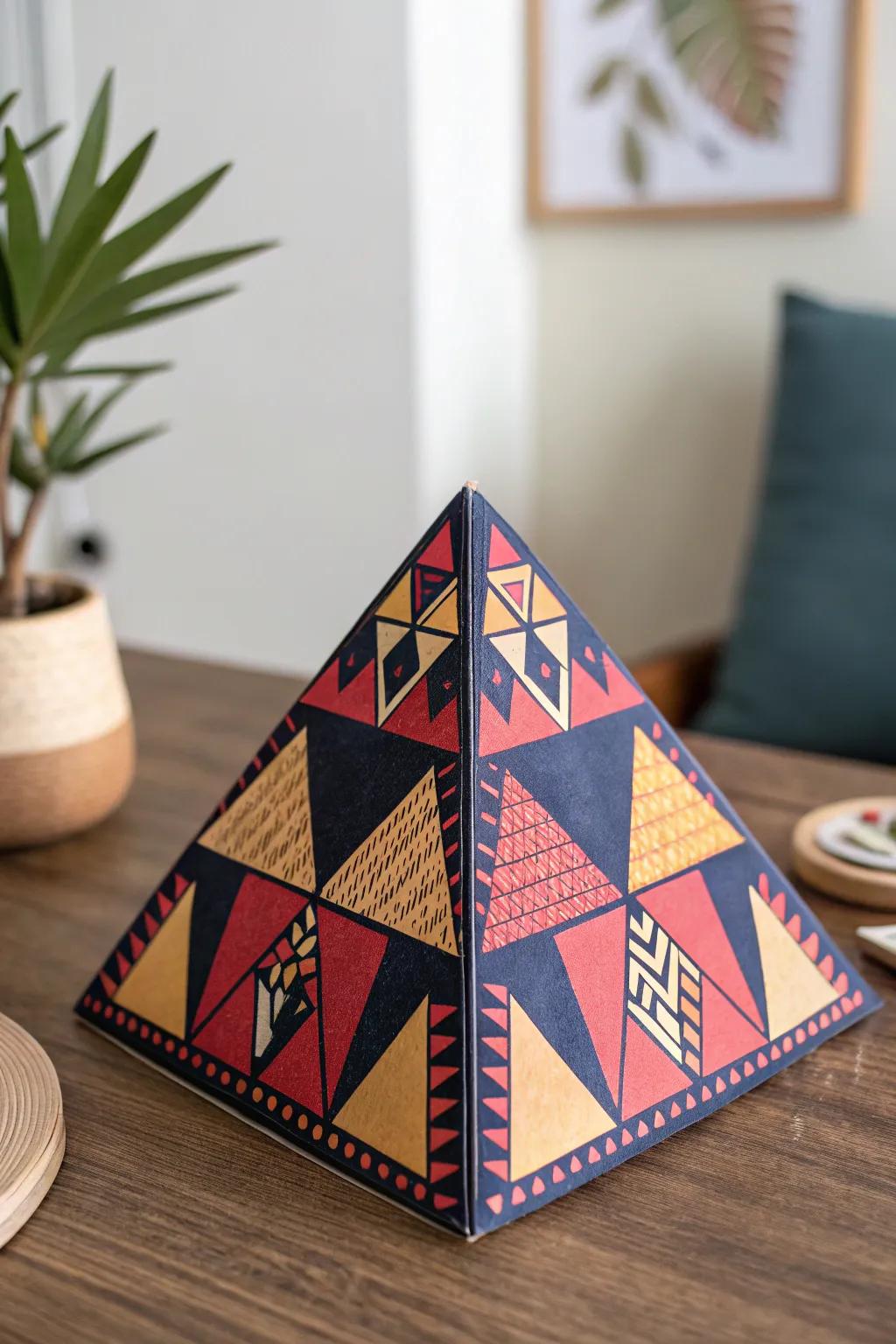 Add a touch of bold elegance with stunning paper pyramid ornaments.