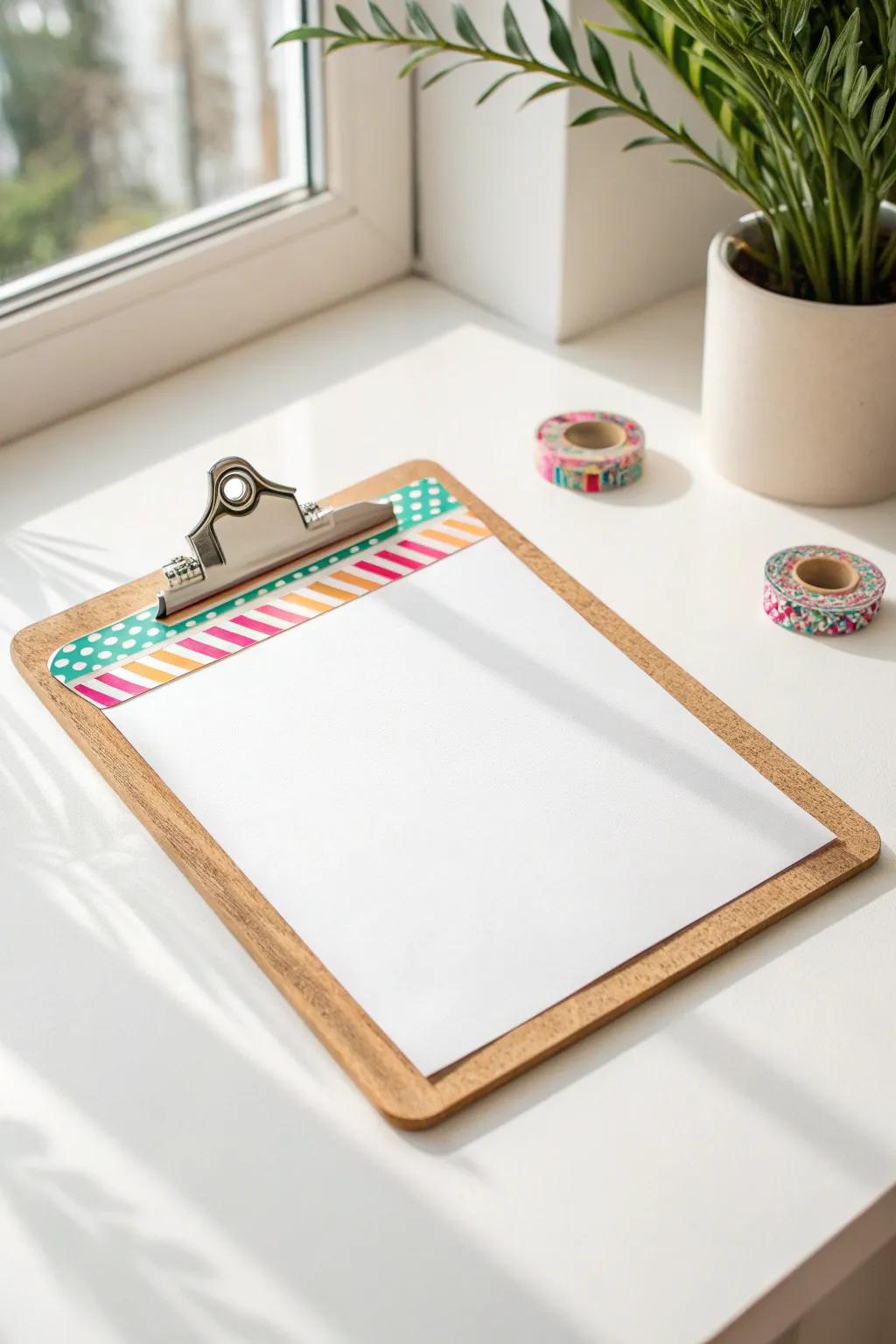 Elevate your organization with a touch of color and creativity using Washi tape on clipboards. Simple, stylish, and effortlessly chic.
