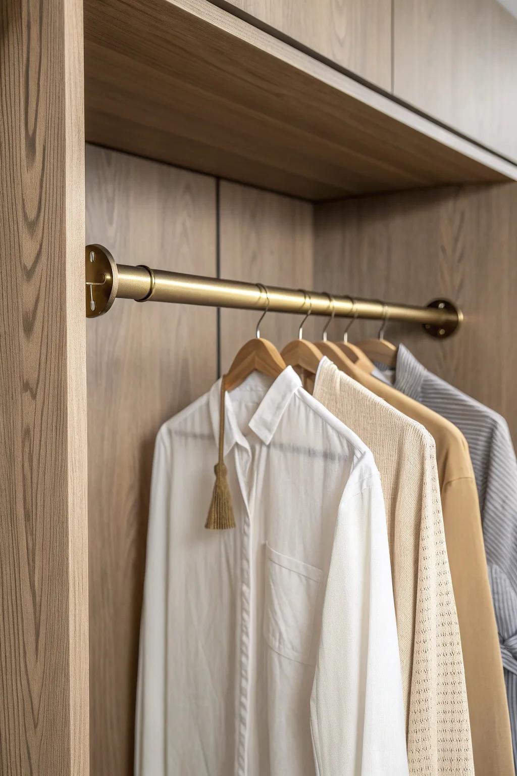 A pull-out valet rod keeps tomorrow’s outfit ready—no extra closet rod space needed.