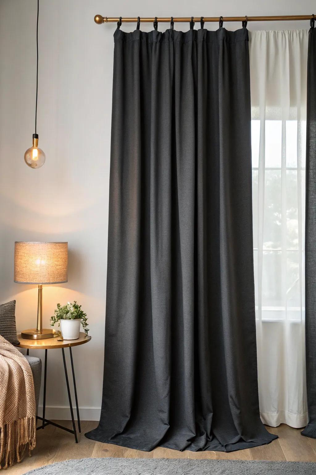 Blackout curtains: the cheapest way to turn a tiny room into instant theater mode.