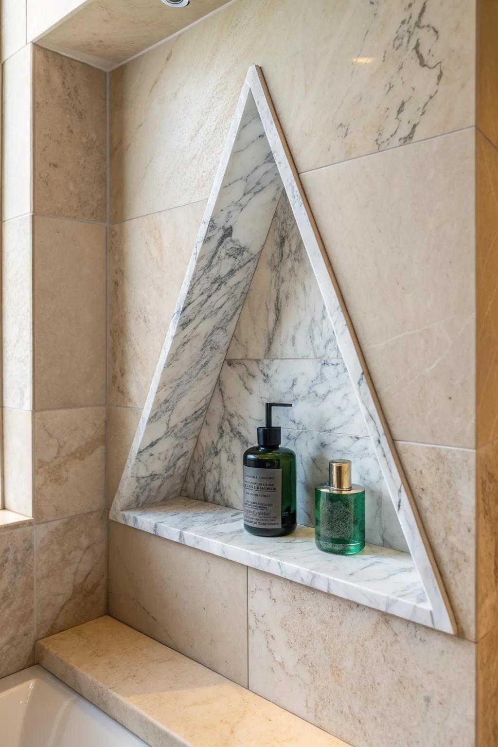 Corner marble niche: sleek storage that frees elbow room and elevates your tiny shower.