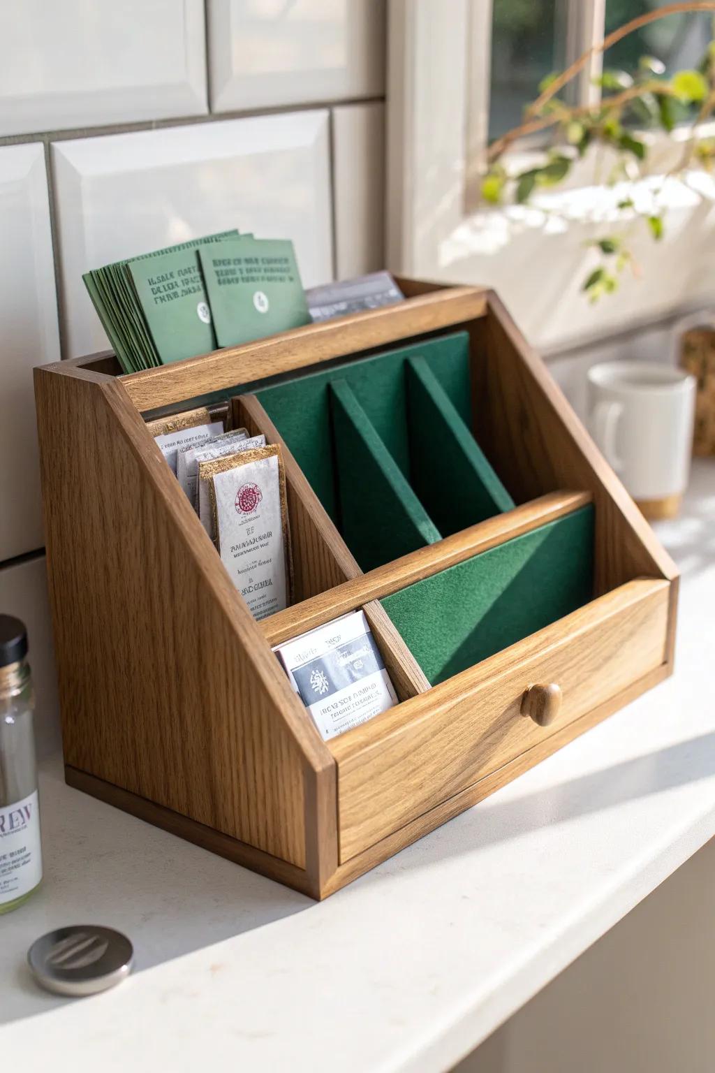 File-style box keeps blister packs upright, tidy, and easy to grab—no more messy stacks.