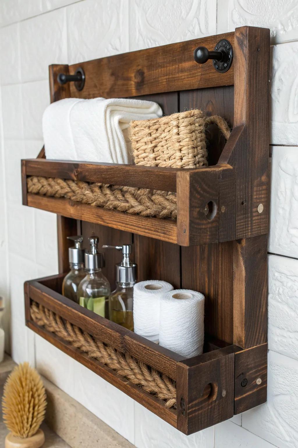 Elevate your bathroom style with a handcrafted mini pallet organizer.