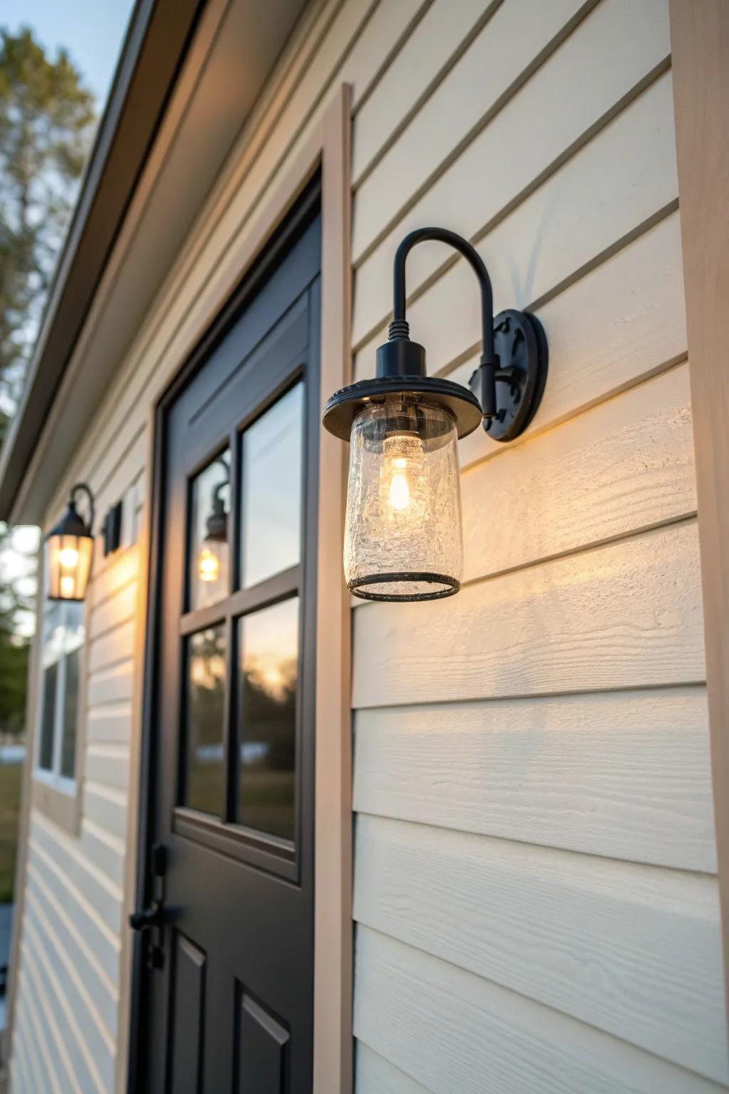 Swap in a brighter warm porch light to make your mobile home entry feel safe and inviting.