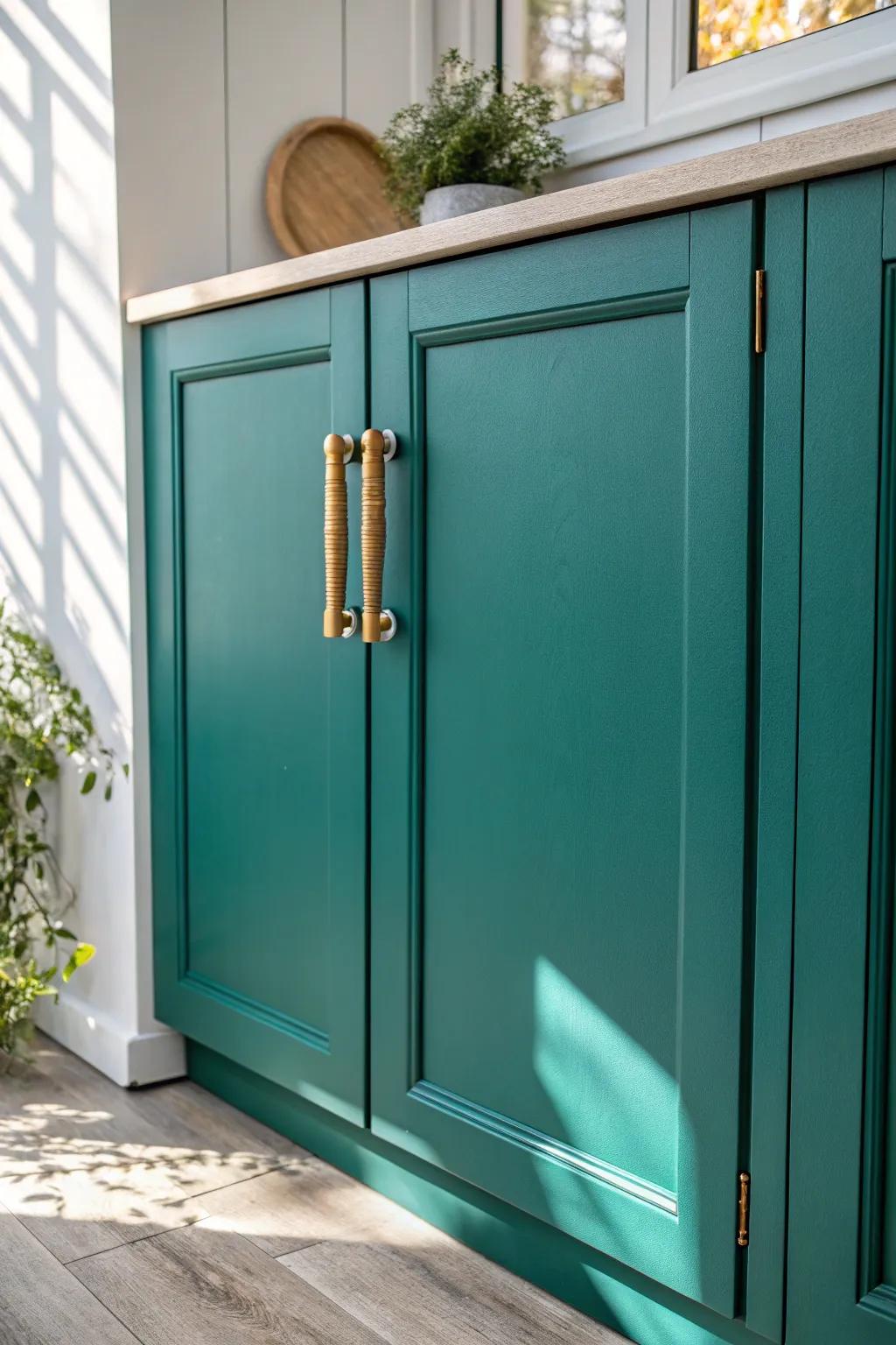 Paint + new pulls = instant mobile home kitchen glow‑up—no full remodel required.