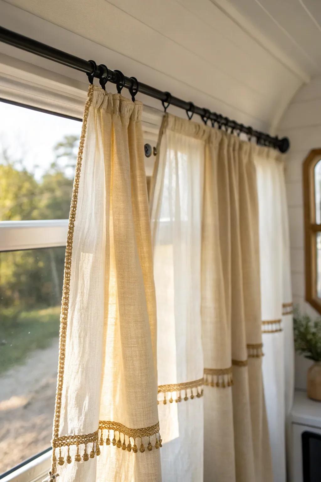 Sheer privacy curtains that keep the sunroom glow—without feeling on display.