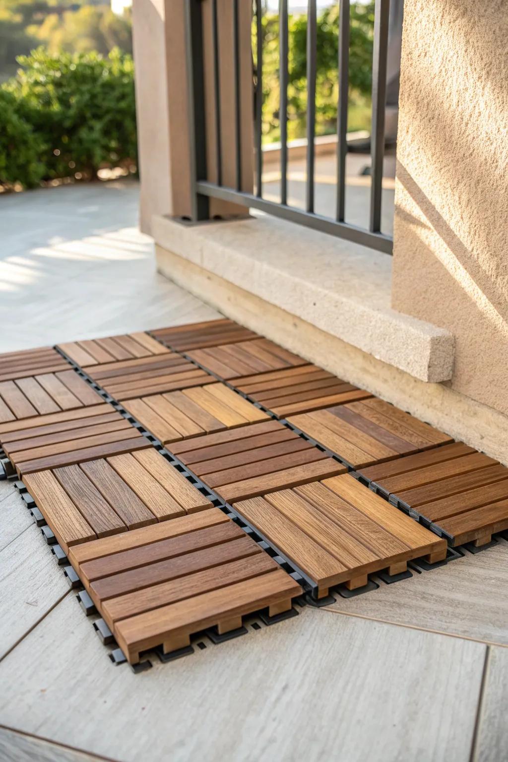 Deck tiles are the fastest balcony floor glow-up—snap in, step back, instantly more designed.