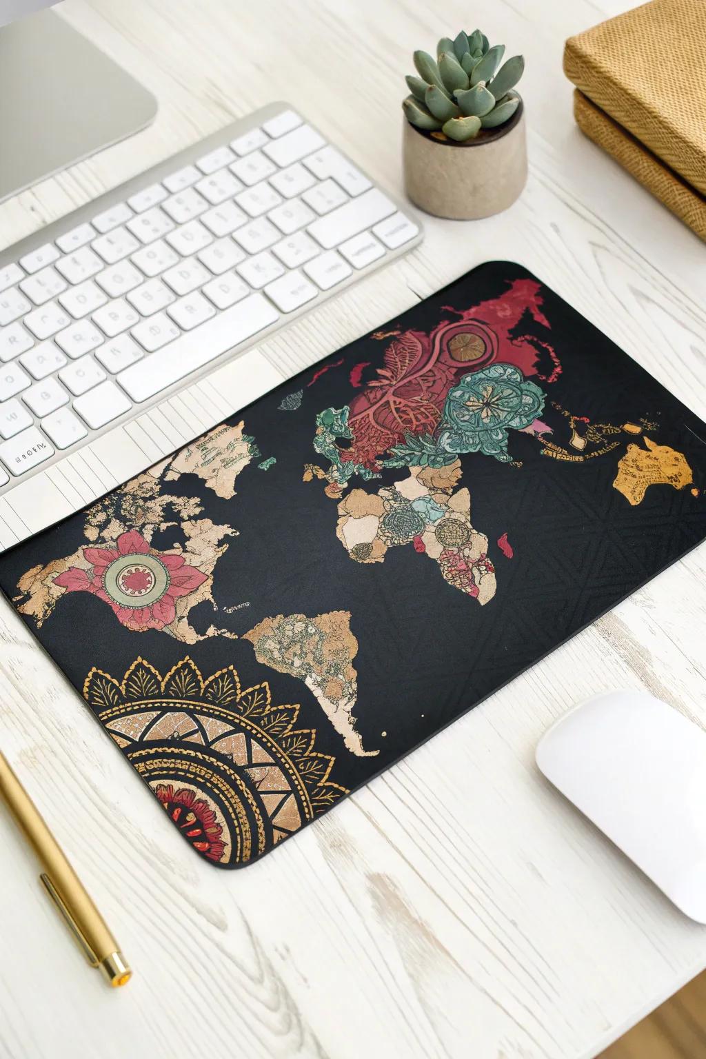 Embark on a journey every day with this stunning world map mouse pad, perfect for fueling your wanderlust in style.