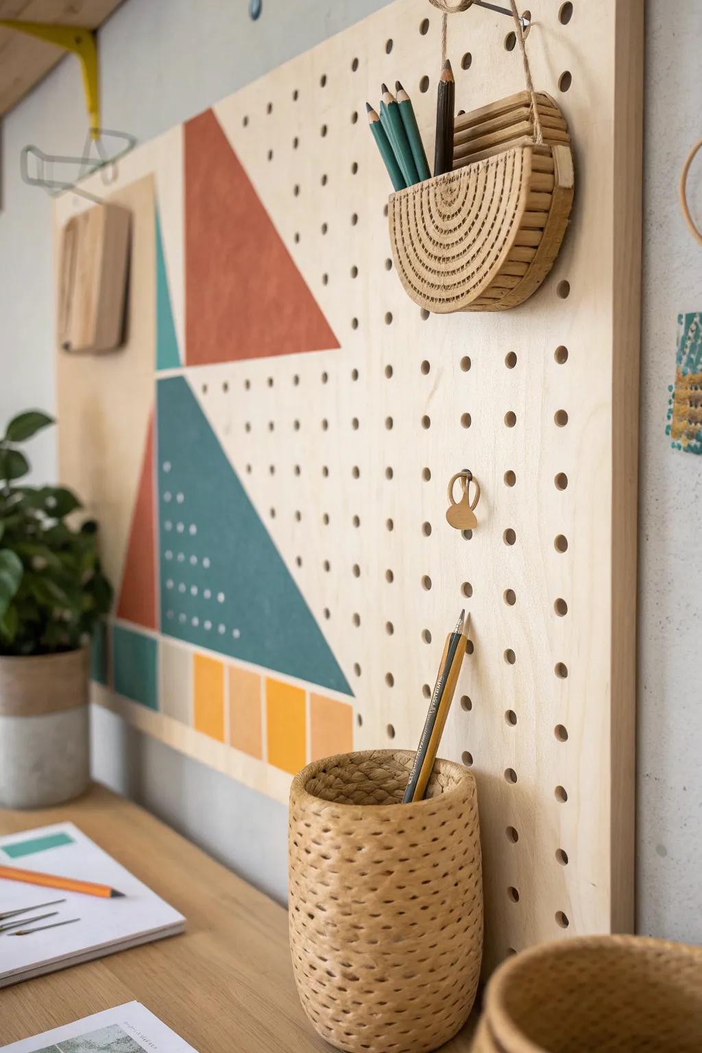 Color-block your pegboard to sort admin vs. creative tools at a glance—fast, calm, beautiful.