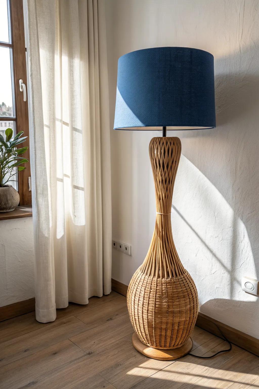 Go big with one sculptural floor lamp—statement lighting that elevates small-space style.