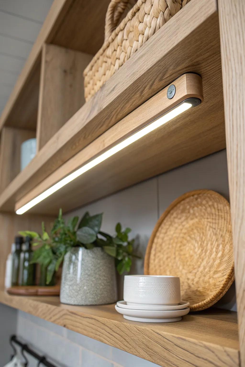 Swap shadows for glow: a motion-sensor light bar that makes any pantry feel bigger and cleaner.