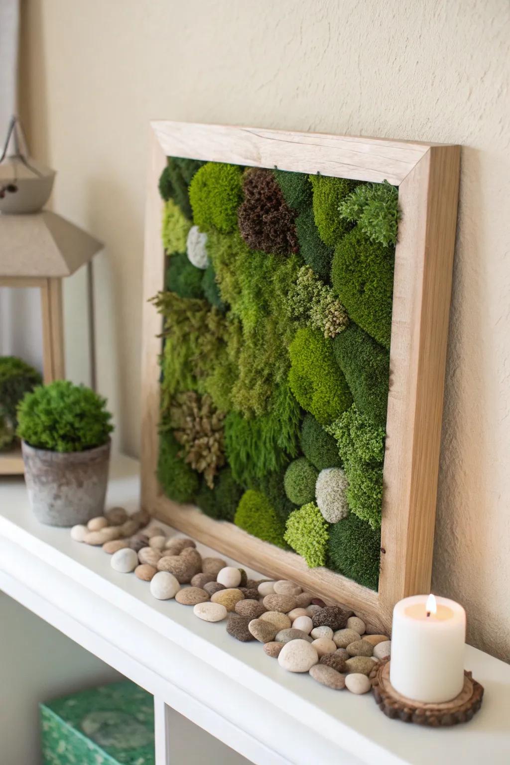 Bring the forest indoors with DIY Moss Art - a perfect blend of simplicity and natural elegance.