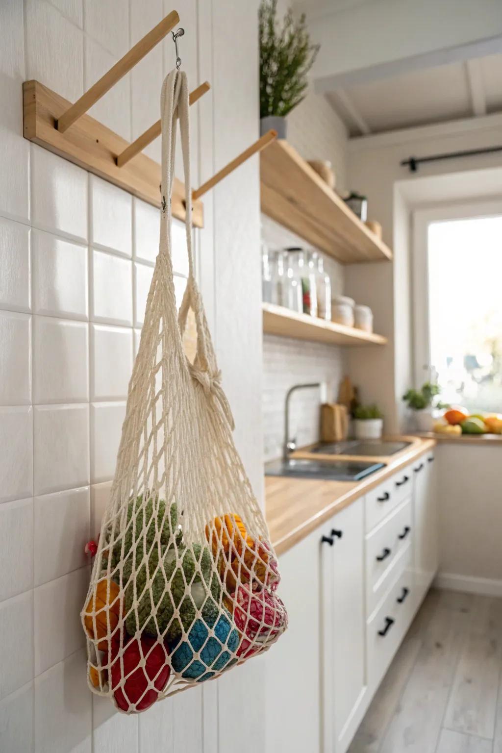 Elevate your pantry organization with this chic mesh laundry bag hack!
