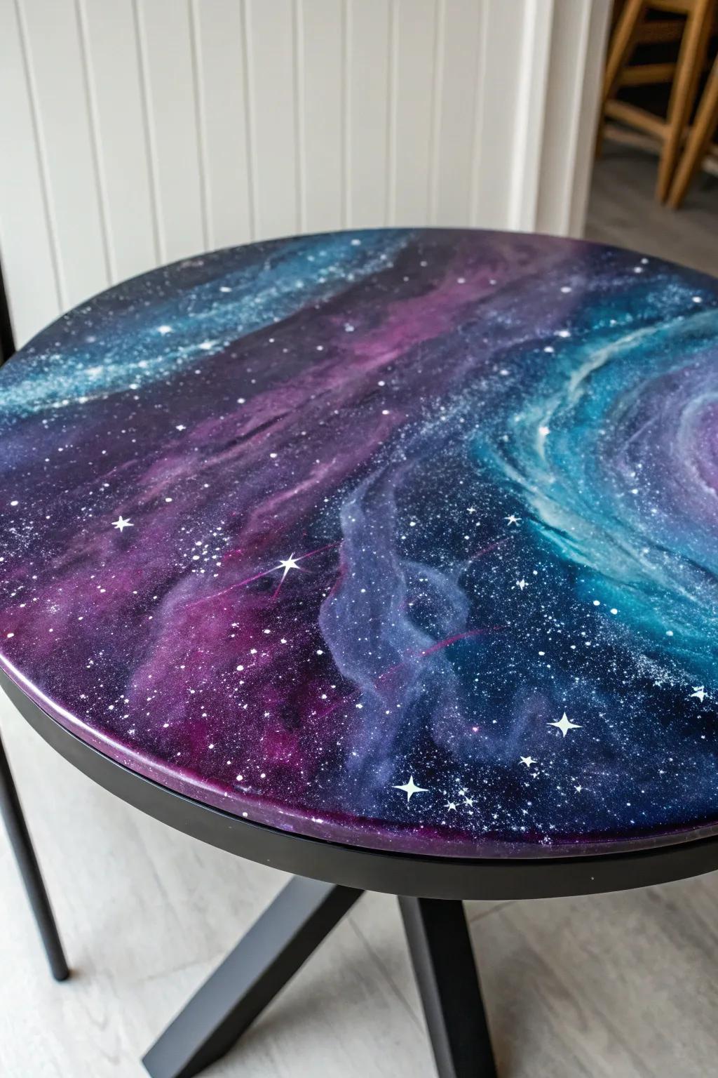 Bring the universe to your living room with this cosmic epoxy masterpiece.