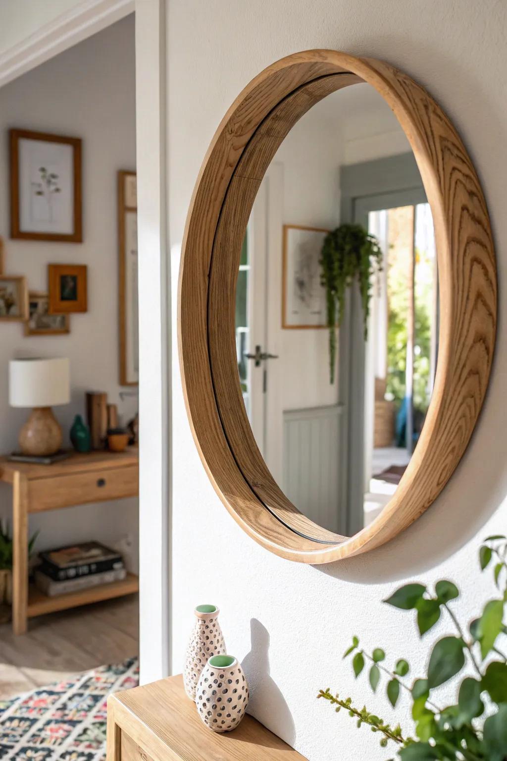 Mirror check-in: a tiny color mood scale beside the frame for a calming hallway reset.