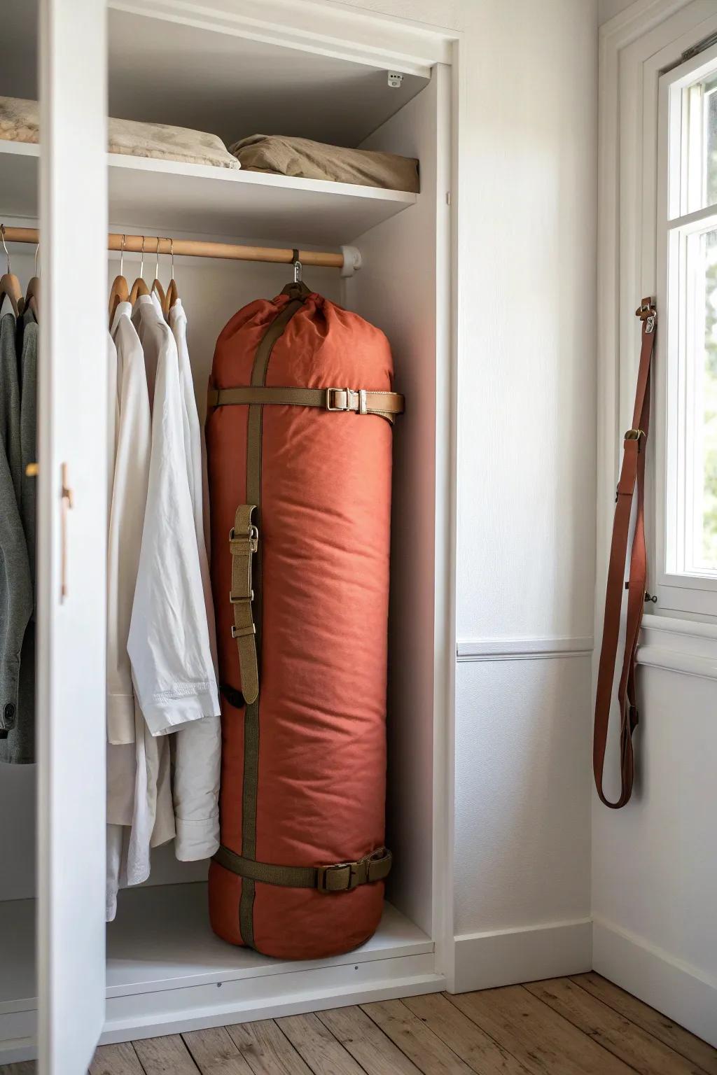 Store your sleeping bag in a cool, dry hall closet to keep it fresher between trips.