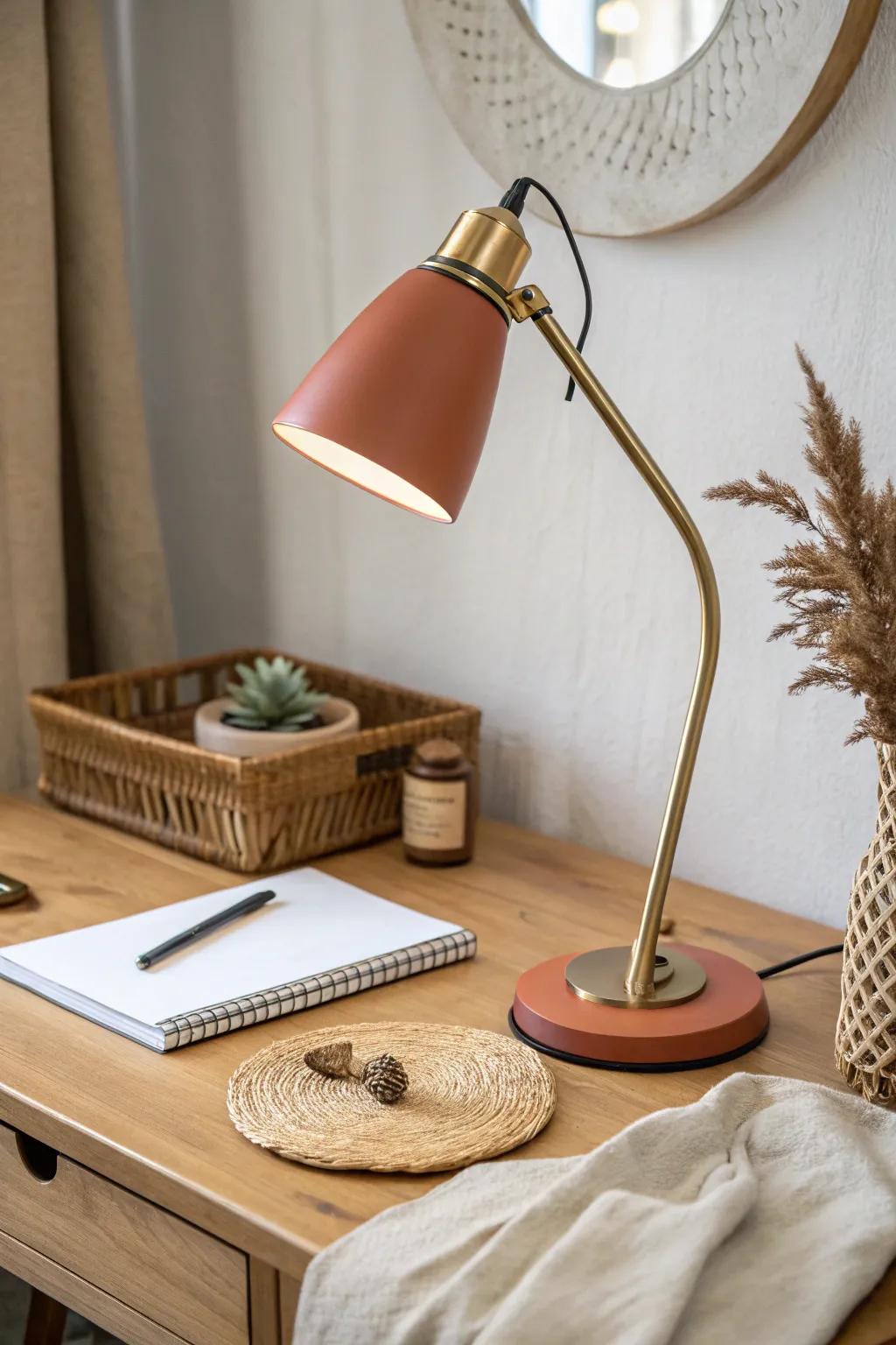 A compact task lamp gives your tiny desk/vanity focused glow without lighting the whole room.