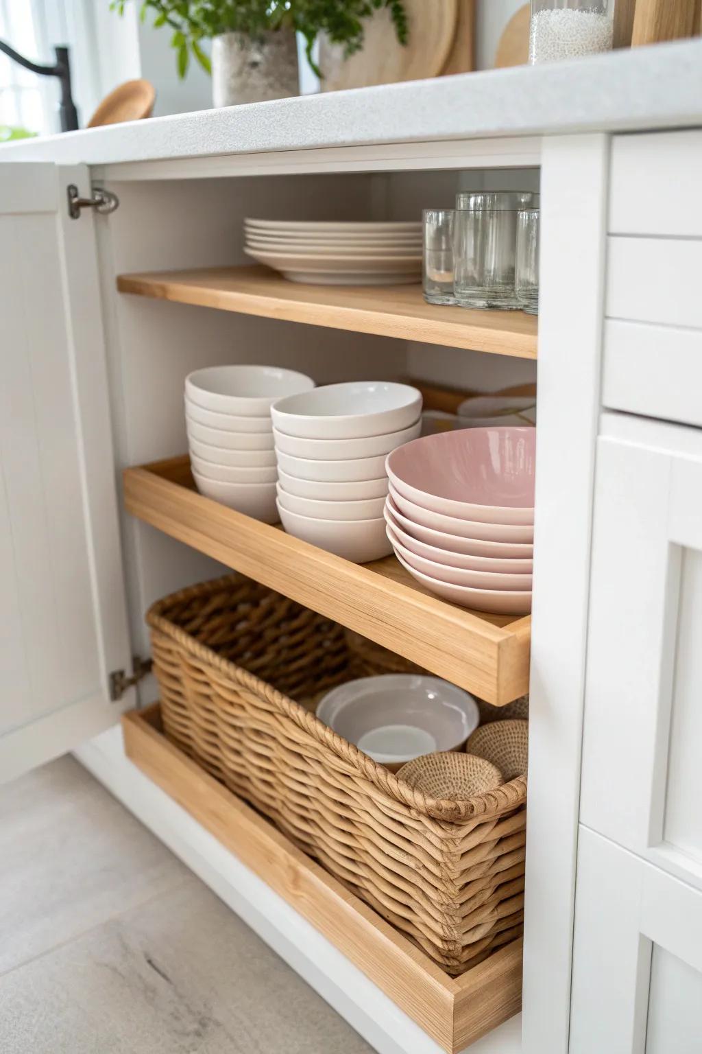 A sleek cabinet organizer set that turns a tiny condo kitchen into calm, clutter-free bliss.