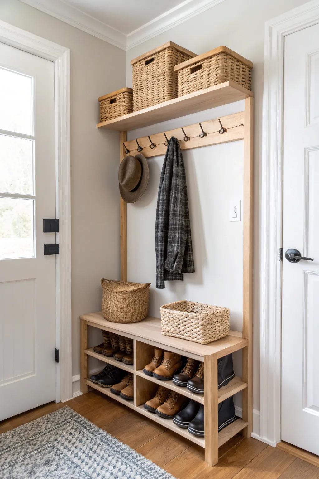 Re-height adjustable shelves to fit boots and hats—no more wasted vertical space.