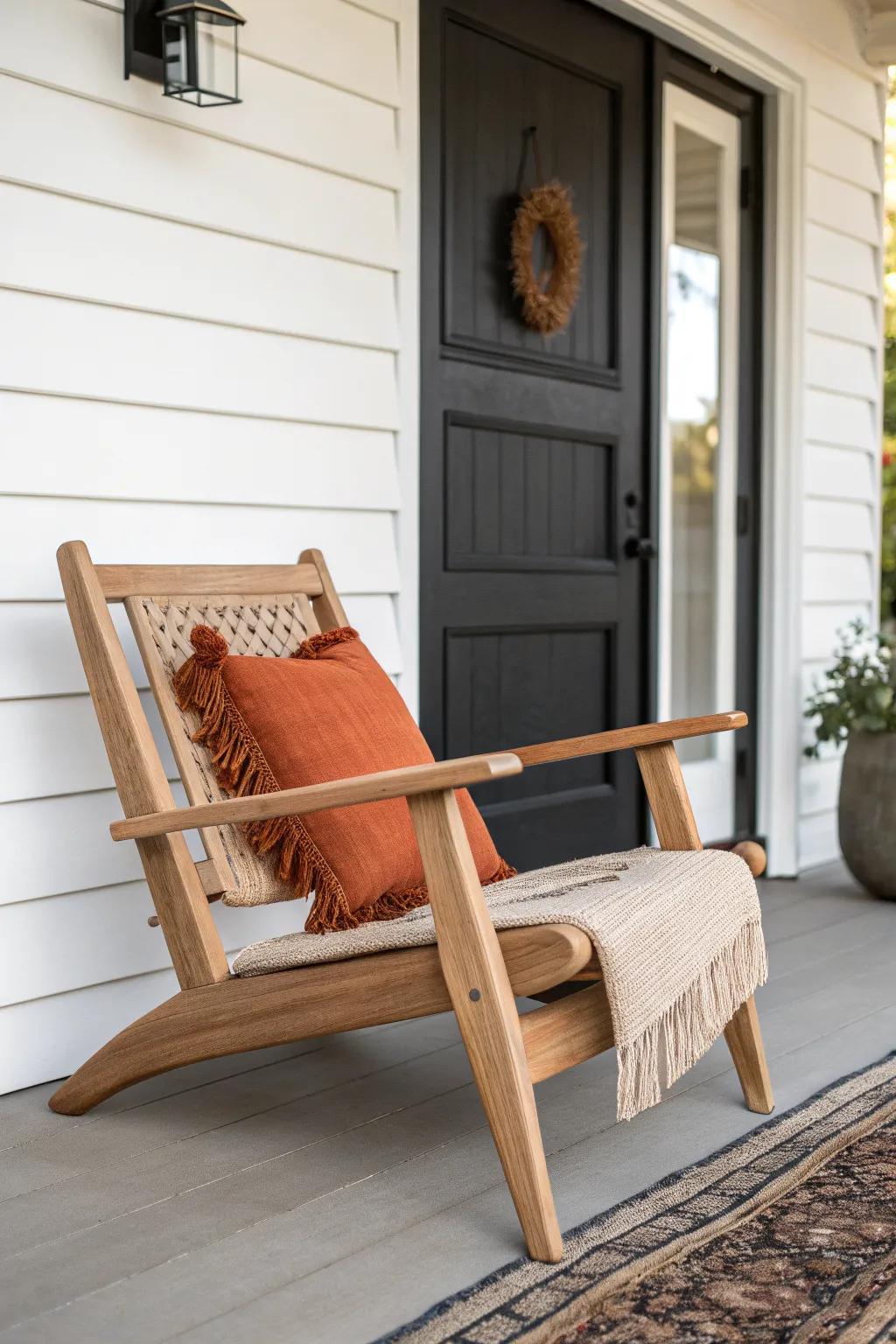 A wide-arm porch chair that doubles as a side table—perfect for tiny front porches.