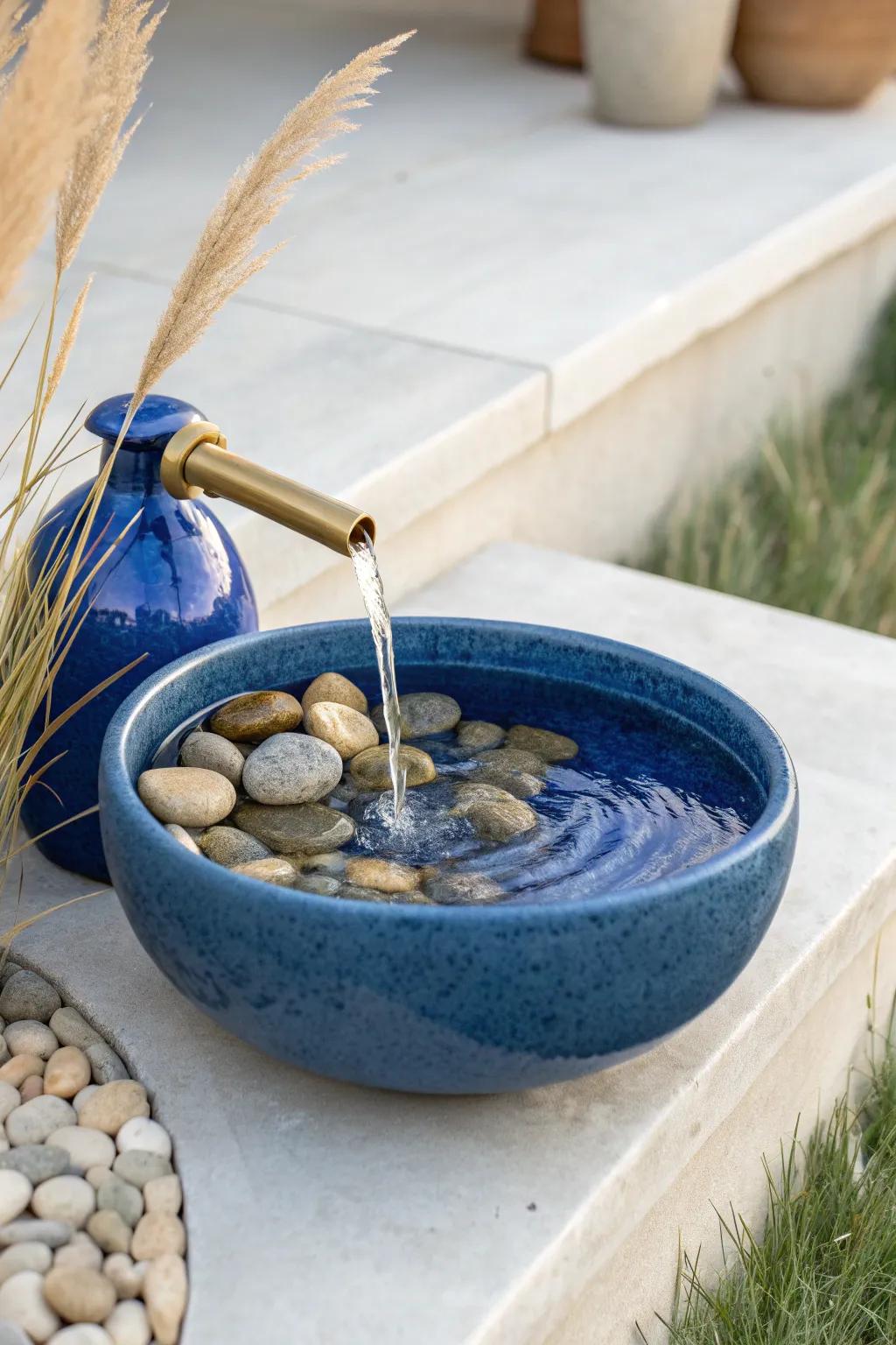 Tiny handcrafted fountain: instant calm and privacy for even the smallest patio corners.