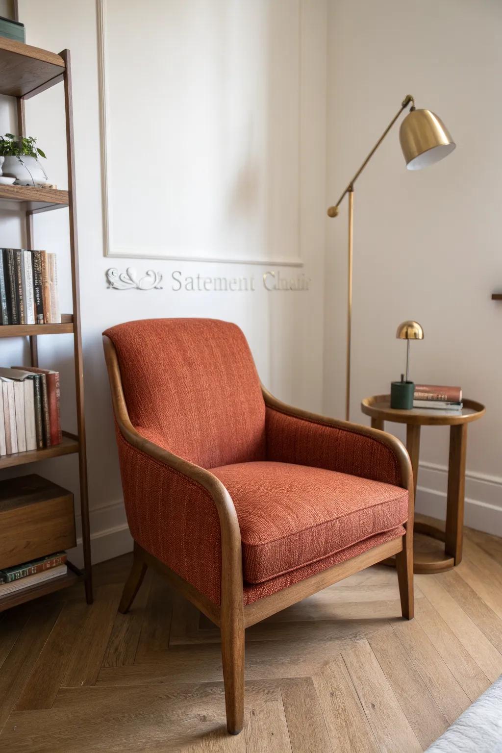 One cozy chair and a task lamp can turn a tiny corner into your small-room library retreat.