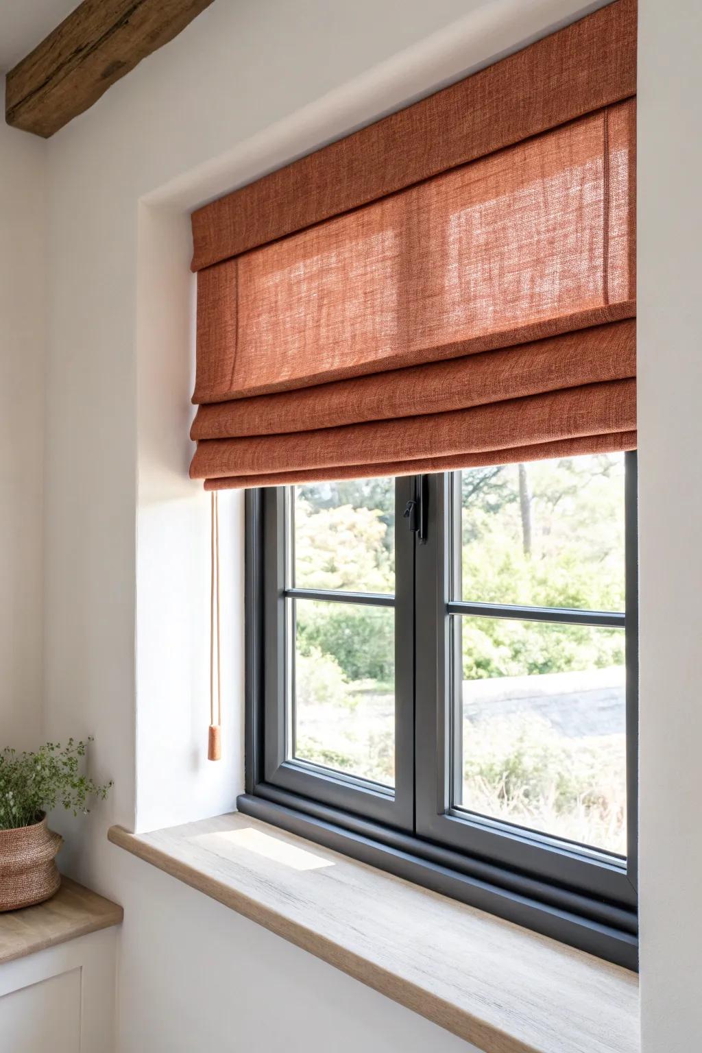 Mount blinds a few inches above the frame to lift the eye and make small windows taller.