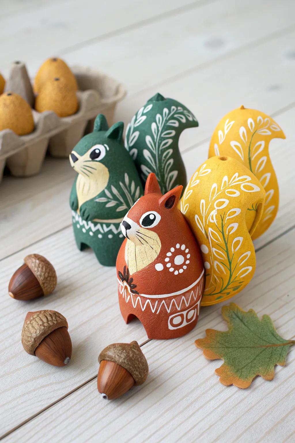 Transform egg cartons into a charming squirrel family—where creativity meets sustainability.