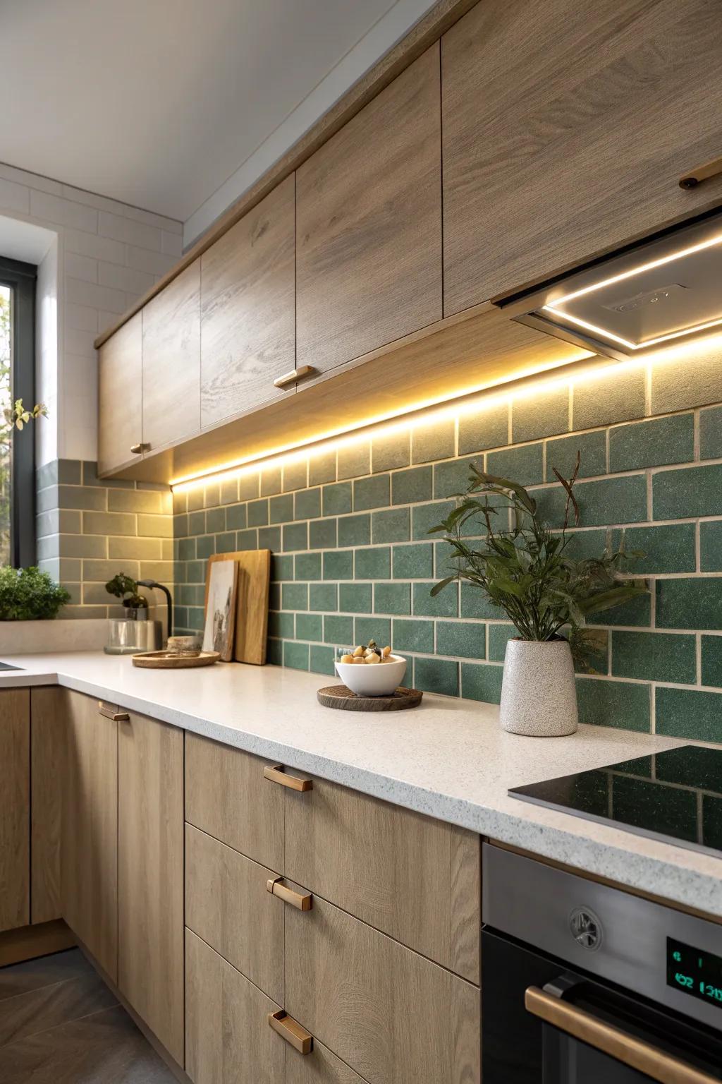 An L-shaped under-cabinet light in the corner erases shadows and doubles your prep space.