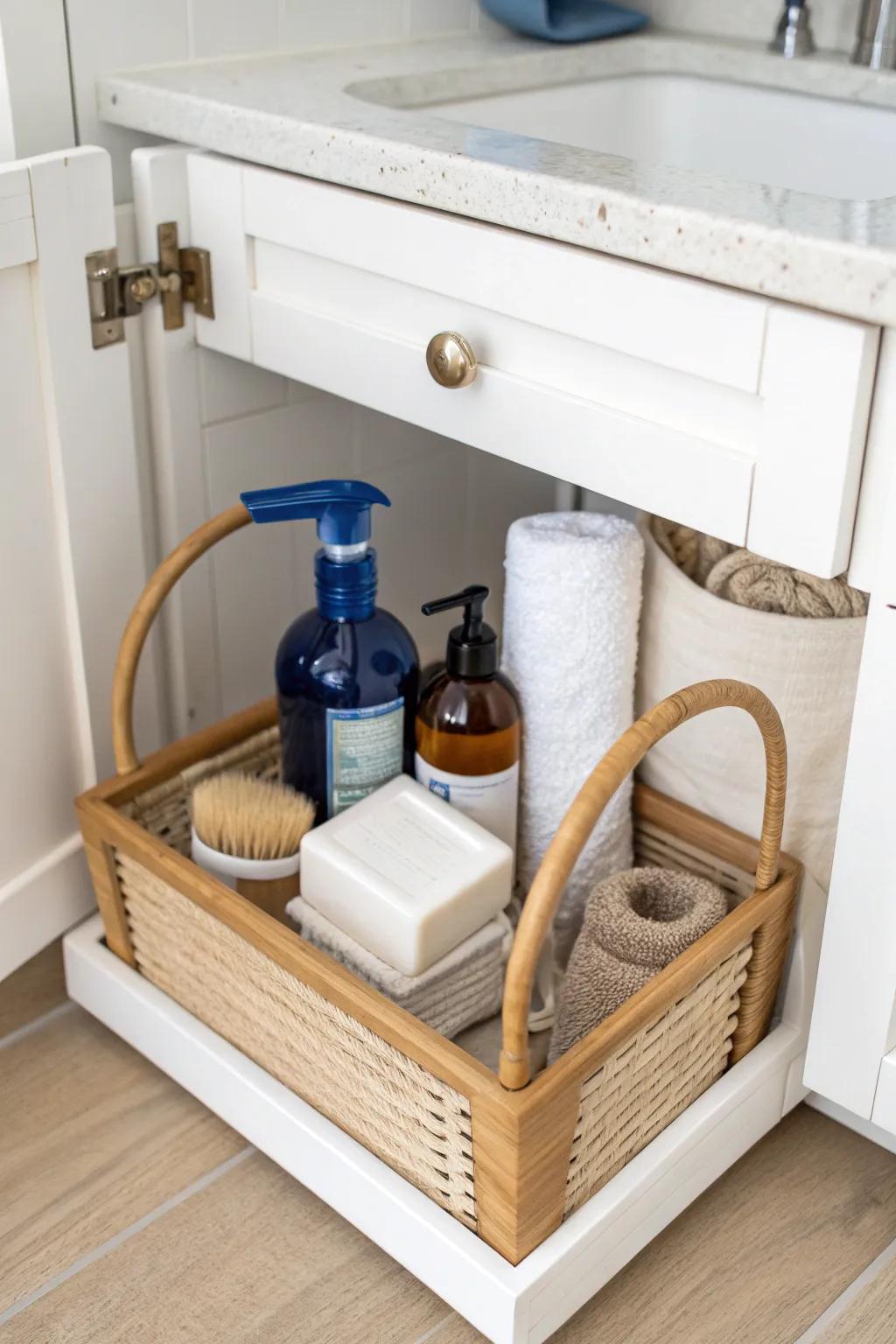 Grab-and-go cleaning caddy: your most-used supplies in one tidy lift-out kit.