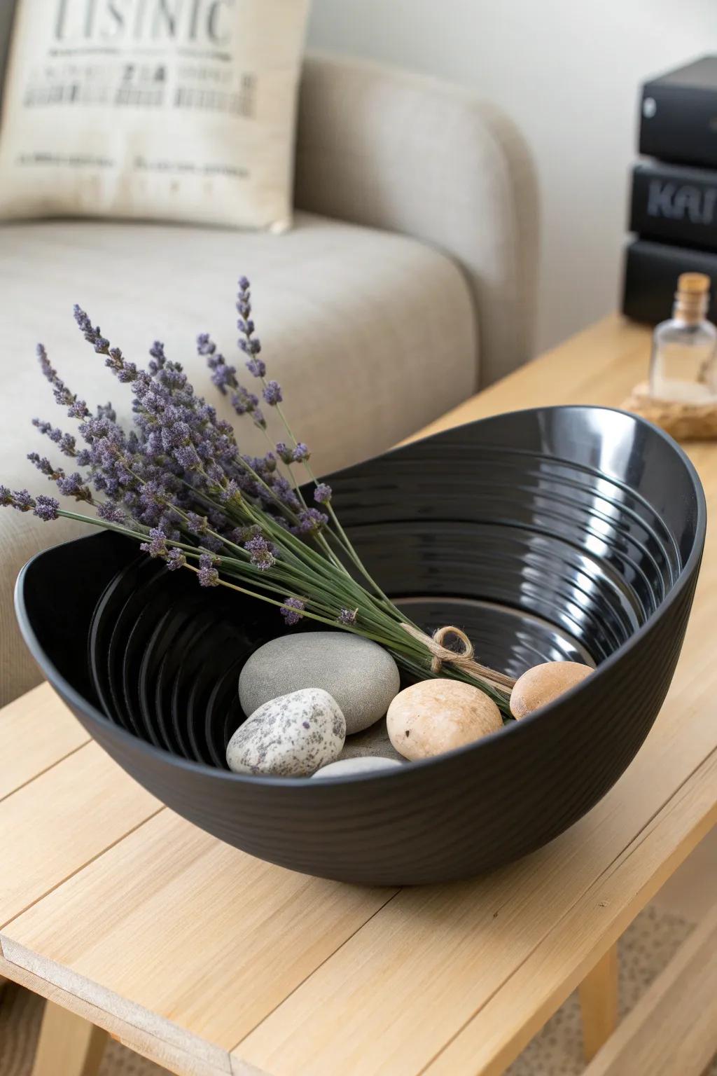 Groove into style with this upcycled vinyl bowl - a perfect blend of minimalist design and Boho charm!