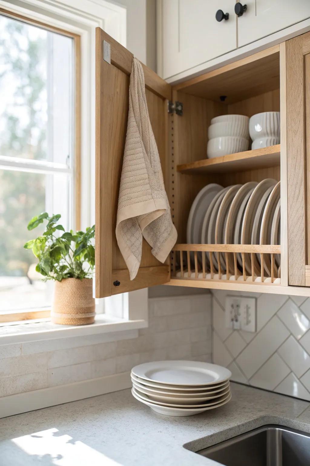 Vertical plate dividers keep plates upright—no clanking stacks when unloading the dishwasher.