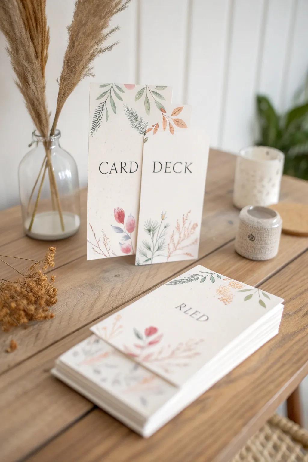 Delight your guests with personalized card decks, a perfect blend of elegance and thoughtfulness.
