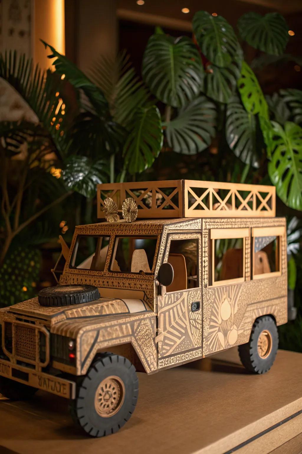 Embark on a wild adventure with this handcrafted safari truck, perfect for exploring untamed terrains.