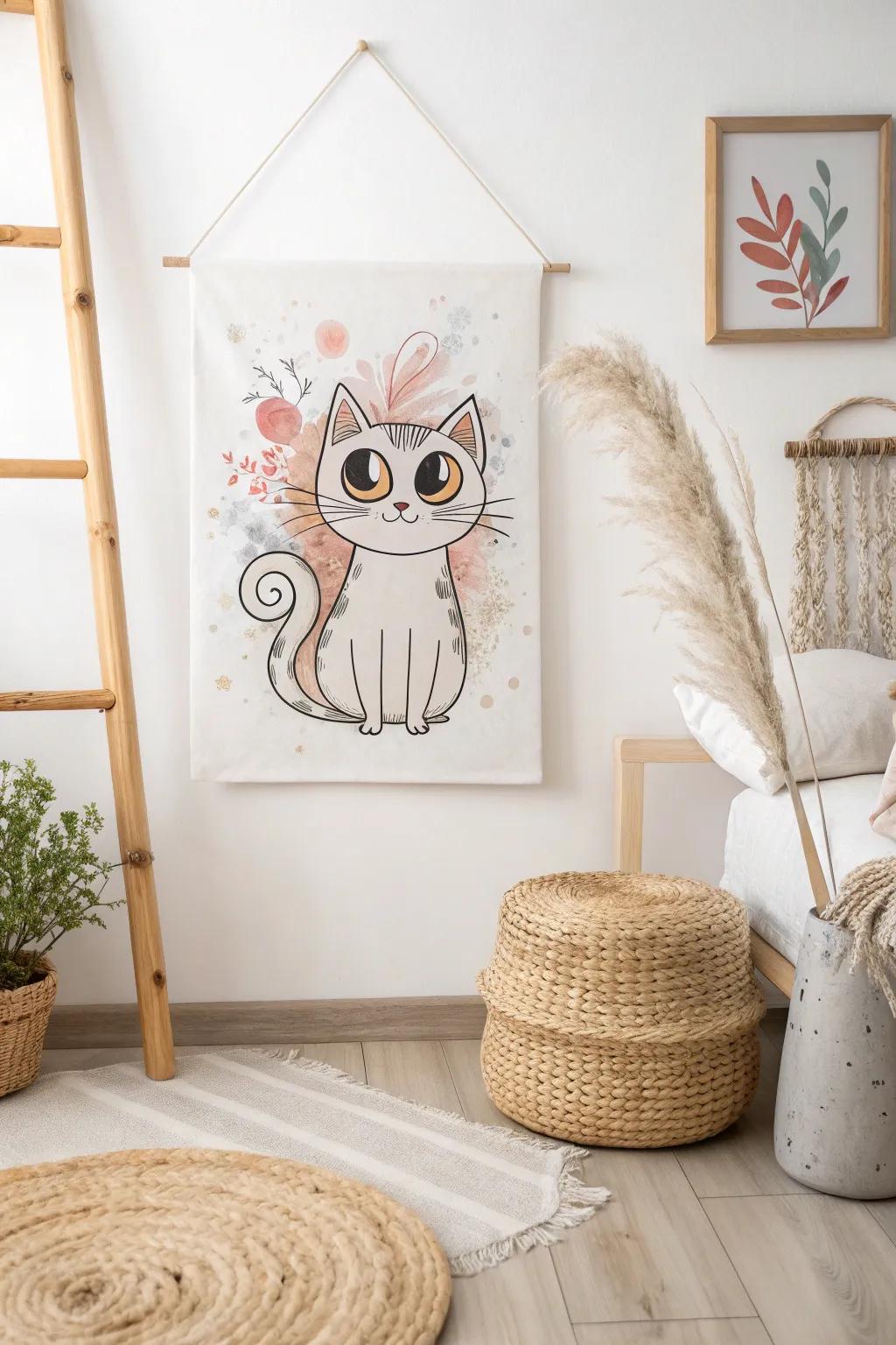 Whimsical Whiskers: Embrace the charm of abstract cat art with Scandinavian simplicity.