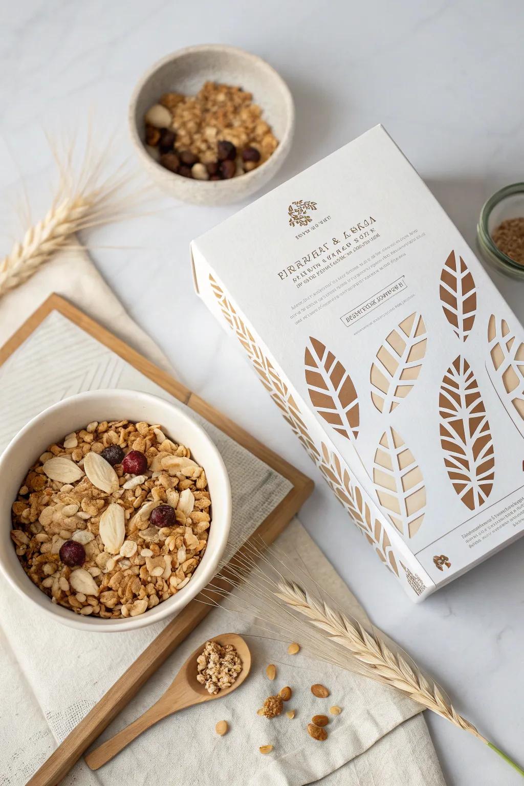 Explore the art of simplicity with this beautifully crafted 3D cereal box design, where minimalism meets Boho elegance.