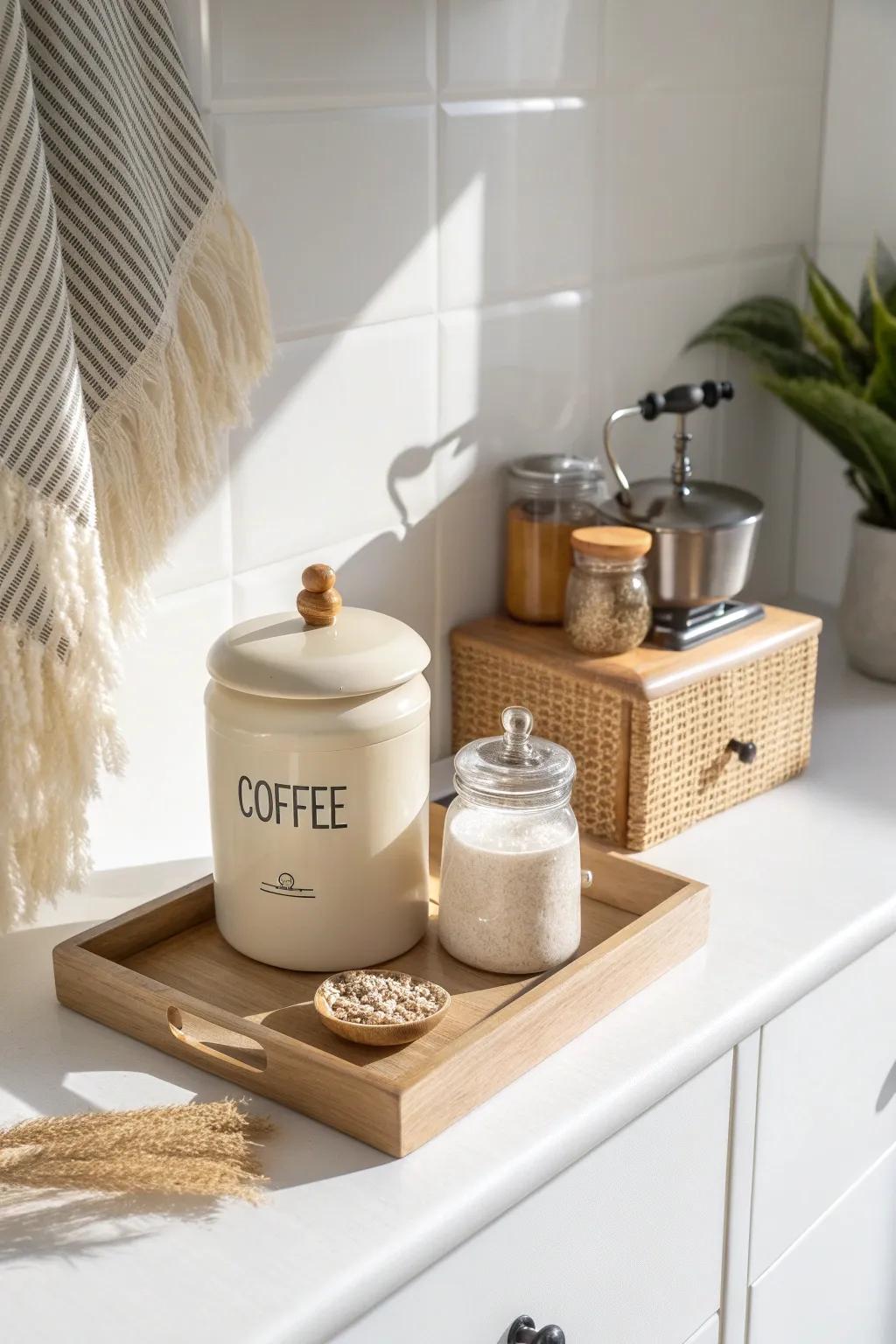 Hide your coffee setup in an appliance garage for an instant clean-counter look.