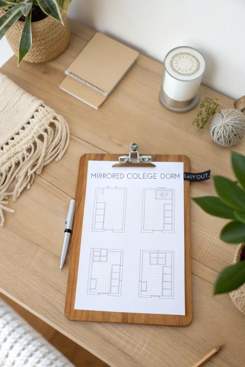 Mirror each other’s setup—one simple layout plan makes your shared dorm feel instantly calm.