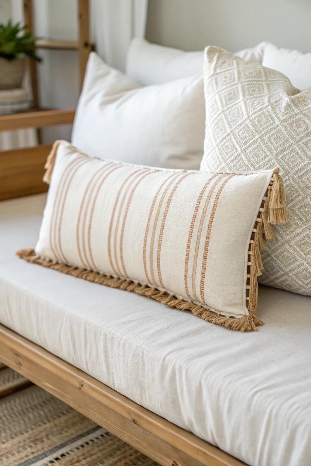 Quick-grab accent pillow keeps your daybed camera-ready—then off in seconds for work mode.