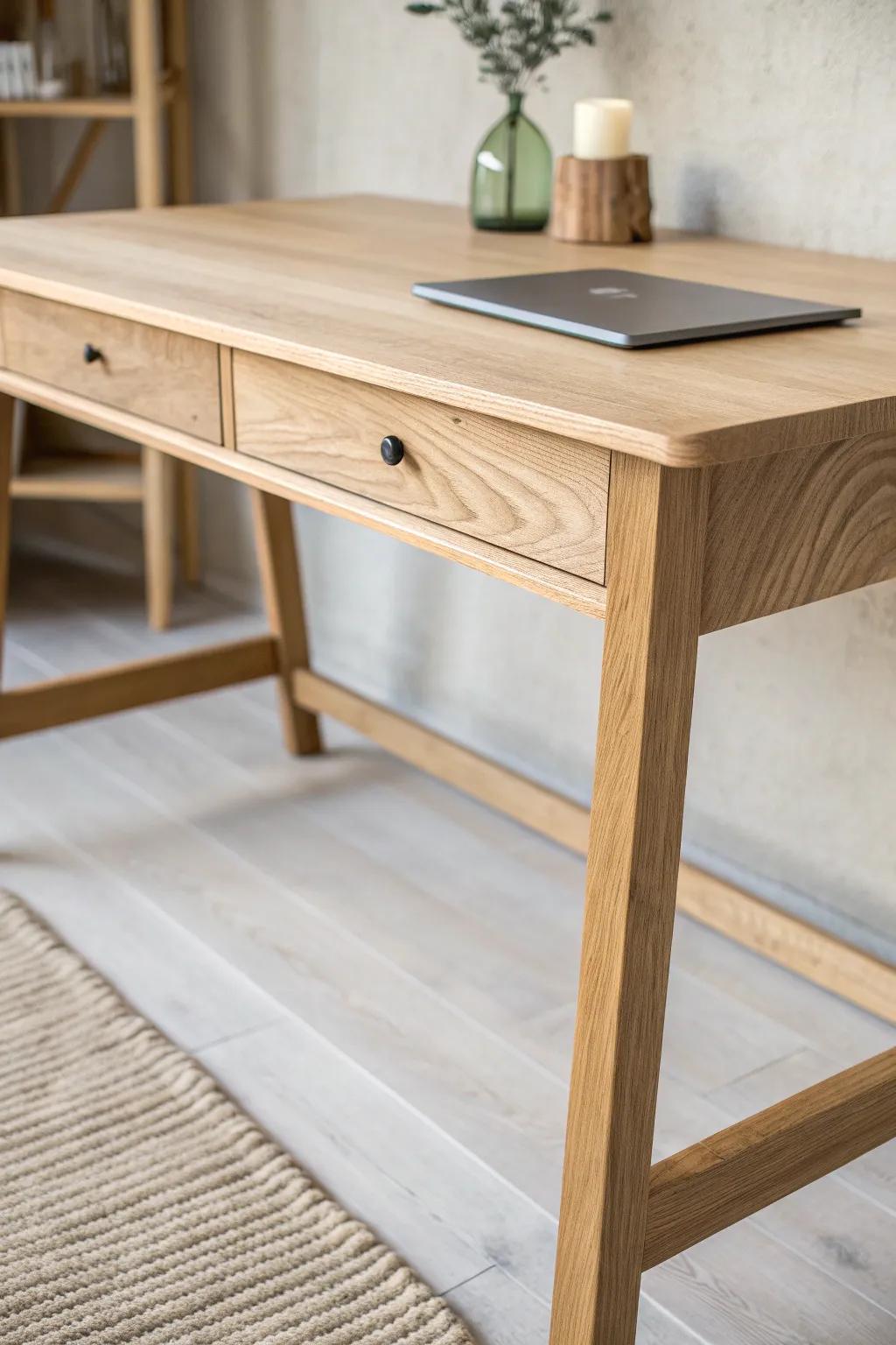 Embrace the tranquility of Scandinavian simplicity with this elegant desk base, where craftsmanship meets minimalism.