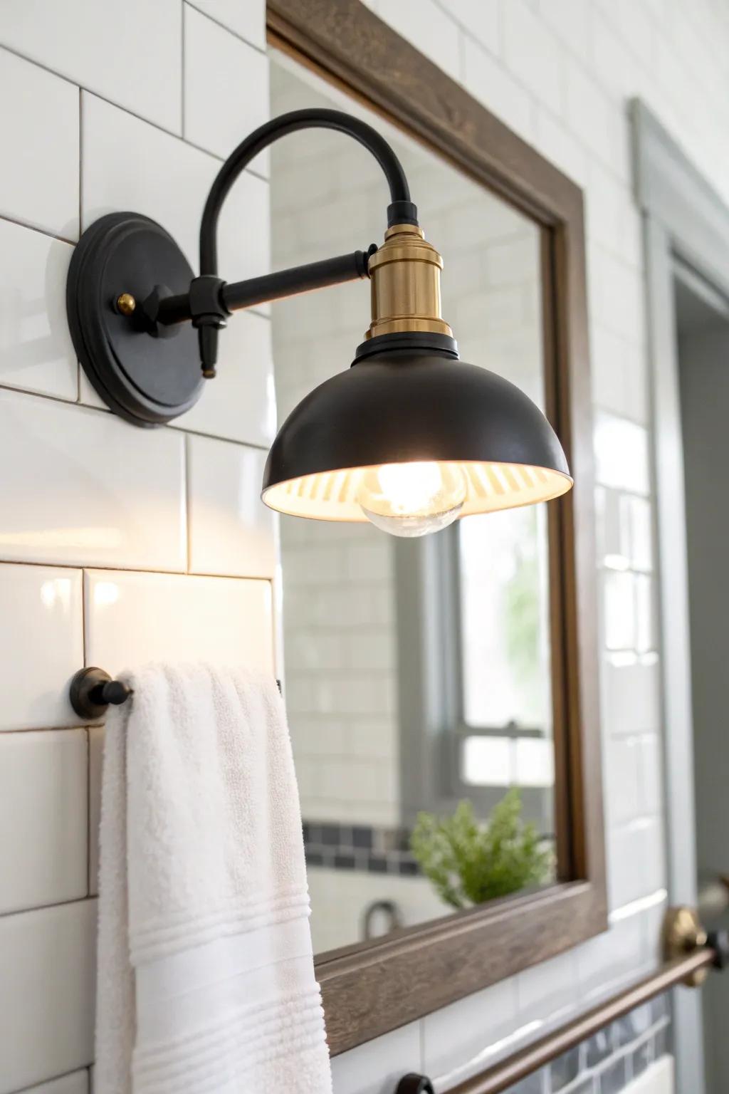 A quick coat of paint makes a dated vanity light look chic—fresh, bright, and budget-friendly.